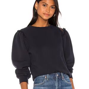 Citizens Of Humanity Edie Puff Sleeve Sweatshirt in Navy Medium